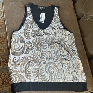 Karen Kane Black and Silver Swirl Tank Top